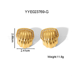 Pendientes de botón de acero inoxidable 304 con forma de concha&nbsp;ET6182-1