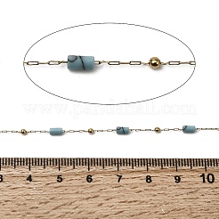 Handgefertigte 304 Edelstahl synthetische türkisfarbene Säulengliederketten&nbsp;CHS-L032-19G