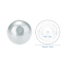 1 Box 10mm weiß kleine satin Glanz Glasperle Perlen runde lose Perlen für Schmuck machen&nbsp;HY-PH0001-10mm-001