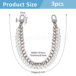 Cadenas decorativas para monedero de doble capa de aluminio y plástico blanco con imitación de perla.&nbsp;FIND-WH00670-127A