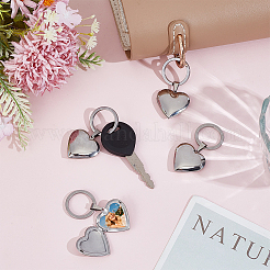 4 porte-clés pendentif médaillon en forme de cœur en acier inoxydable 316&nbsp;KEYC-PH01618