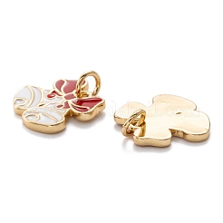 Encantos de esmalte de latón chapado en oro real de 18k&nbsp;KK-A154-13G