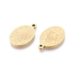 Religion Ovaler Anhänger aus Edelstahl 304 mit Marienmotiv&nbsp;STAS-T073-07G