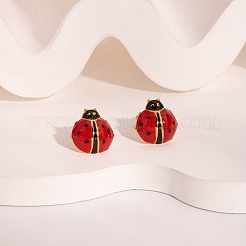 Pendientes de mariquita de acero inoxidable 304 esmaltados para mujer&nbsp;ZG3114-2