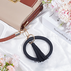 Bracelet à pompon en cuir synthétique&nbsp;AJEW-SC0003-67C