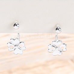 Boucles d'oreilles à tige en argent fin s999&nbsp;EJEW-F356-01S