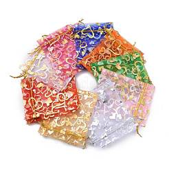 Herz gedruckt Organza Beutel&nbsp;OP-R022-10x12-M