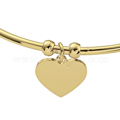 Brazaletes abiertos con dije de corazón de acero inoxidable 202 chapado al vacío de PVD para mujer&nbsp;BJEW-M317-02G
