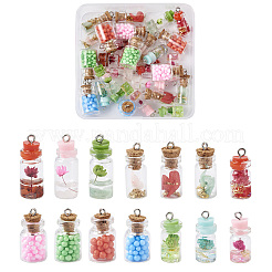 28 Stück 4 Stile Glas-Wunschflaschen-Anhänger-Dekorationen&nbsp;GLAA-FW0001-01