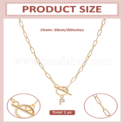 1 collar con colgante de letra de circonita cúbica micropavé de latón y cadena de acero inoxidable 304&nbsp;NJEW-LP0001-36P-G