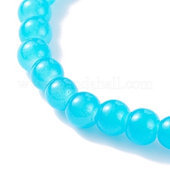 Bracelet extensible en perles rondes en verre imitation jade 6.5mm pour femme&nbsp;BJEW-JB07658