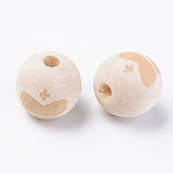 Unvollendete europäische Perlen aus Naturholz&nbsp;WOOD-S057-002A