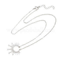Colliers pendentifs soleil en laiton sertis de micro-pavés de zircon cubique transparent&nbsp;KK-CBA4547-09P