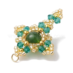 Anhänger aus natürlicher malaysischer Jade (gefärbt) und Glas- und Messingperlen&nbsp;PALLOY-MZ00266-04