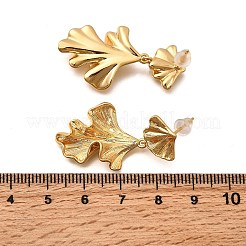Ginkgoblatt-Ohrstecker aus Messing&nbsp;EJEW-B148-04G