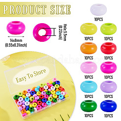 110pcs 11 couleurs perles européennes acryliques opaques&nbsp;SACR-TA0001-75