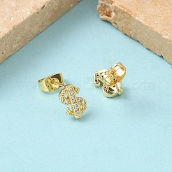 Orecchini a bottone in ottone con zirconi chiari e micro pavè&nbsp;EJEW-Z144-22G