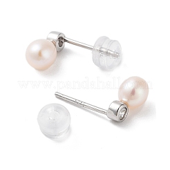 Ohrstecker aus Naturperlen für Damen&nbsp;EJEW-C082-12A-P