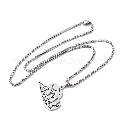 Colliers avec pendentif chapeau de cowboy creux en acier inoxydable 201&nbsp;LS-NJEW-H065-30P