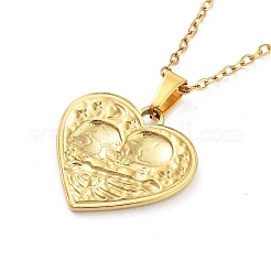 Colliers avec pendentif en acier inoxydable 304 pour amoureux du cœur et du crâne&nbsp;NJEW-G083-02F-G