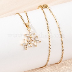 Collares colgantes de circonita cúbica micro pavé de latón con flores&nbsp;NJEW-C076-22G