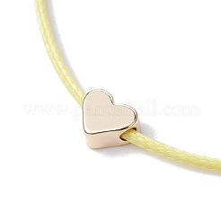 5 Stück 5 Farben Hellgold Messing Herz geflochtene Perlenarmbänder Set&nbsp;BJEW-JB09737-01S