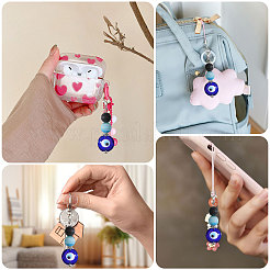18 pièce de décorations faites à la main en perles de verre et pendentif en agate noire naturelle&nbsp;HJEW-CA00078