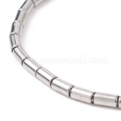 Bracciale elastico con perline a colonna di vetro da donna&nbsp;BJEW-JB08625-02