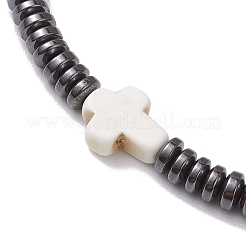Stretch-Armbänder aus synthetischen Hämatit- und Türkisperlen für Frauen und Männer&nbsp;BJEW-JB11291-01