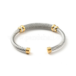 Offener Armreif aus gedrehtem Seil aus 304er Edelstahl mit Strass für Damen&nbsp;BJEW-D449-01GP-01