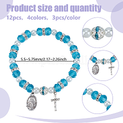 9 bracelet en alliage ovale et croix avec breloque Jésus&nbsp;BJEW-GO0001-35