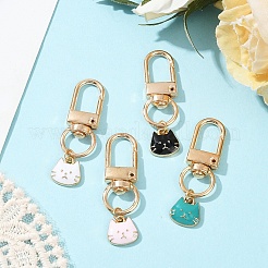 4 pendentif décoratif en alliage émaillé en forme de tête de chat&nbsp;HJEW-YW00065