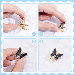 8 pieza de gemelos de aleación de rhinestone de 2 colores&nbsp;BUTT-WR0001-41