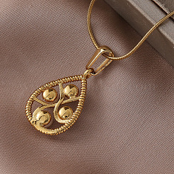 Colliers pour femmes avec pendentif en forme de larme en acier inoxydable 304 et perle d'imitation&nbsp;BY5835