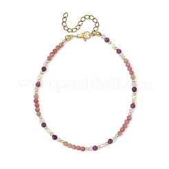 Bracelets de cheville en pierre de lune arc-en-ciel naturelle&nbsp;AJEW-AN00855-02