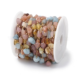 Catene a maglie in morganite naturale con pepite in acciaio inossidabile 304&nbsp;CHS-P016-49G-03