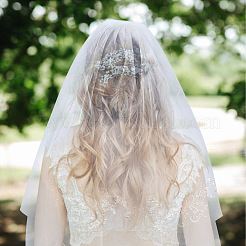 Brautschleier aus Nylonnetz mit Haarkamm&nbsp;AJEW-WH0258-993