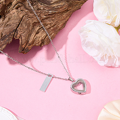 1 pezzo di urna per ceneri in acciaio inossidabile 304 con ciondolo a forma di cuore in vetro&nbsp;NJEW-FG0001-25P