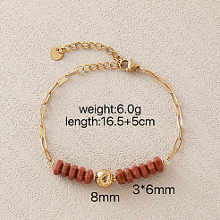 Collane e bracciali da donna con perline esagonali heishi in pietra dorata sintetica e catena a graffetta in acciaio inossidabile 304&nbsp;SG1071-3