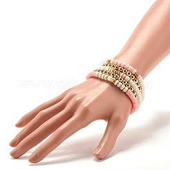 5 Stück 5 Stil synthetische Hämatit & Fimo Heishi Perlen Stretch Armbänder Set&nbsp;BJEW-JB07533-04