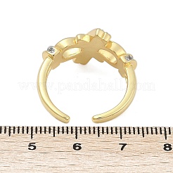 Offener Manschettenring aus Messing mit Mikropavé und Zirkonia für Damen&nbsp;RJEW-F177-03GP-13