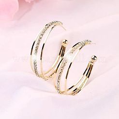 Orecchini a bottone in lega di cristallo e strass a forma di C&nbsp;FS-WG91B42-01