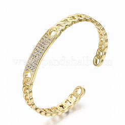 Messing Micro Pave klare Zirkonia Manschette Armreifen&nbsp;BJEW-S142-002-NF