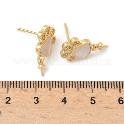 Ohrstecker aus Messing mit Mikropavé und Zirkonia in Muschelform&nbsp;KK-Z115-02G
