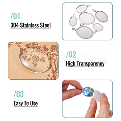 6 pièce 6 styles de pendentifs cabochons en acier inoxydable 304&nbsp;STAS-TA0001-47C