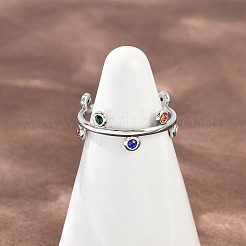 Anelli aperti con polsino in acciaio inossidabile 304 con strass per donna&nbsp;RJEW-K301-07P-01