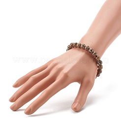 Bracciale elasticizzato con perle di agata tibetana naturale a 3 occhio dzi&nbsp;BJEW-JB06717