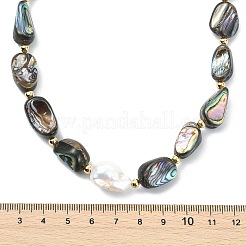 Natürliche barocke Keshi-Perlen- und Nugget-Paua-Muschel-Perlenketten für Damen&nbsp;NJEW-JN06006
