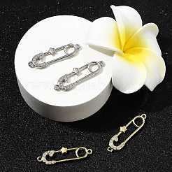 4 Stück 2 Farben Messing Micro Pavé klare Zirkonia Verbinder Charms&nbsp;KK-FS0001-74