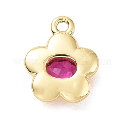 Umweltfreundliche Messing-Mikropavé-Anhänger mit mittelvioletten roten Zirkonia&nbsp;KK-D079-04G